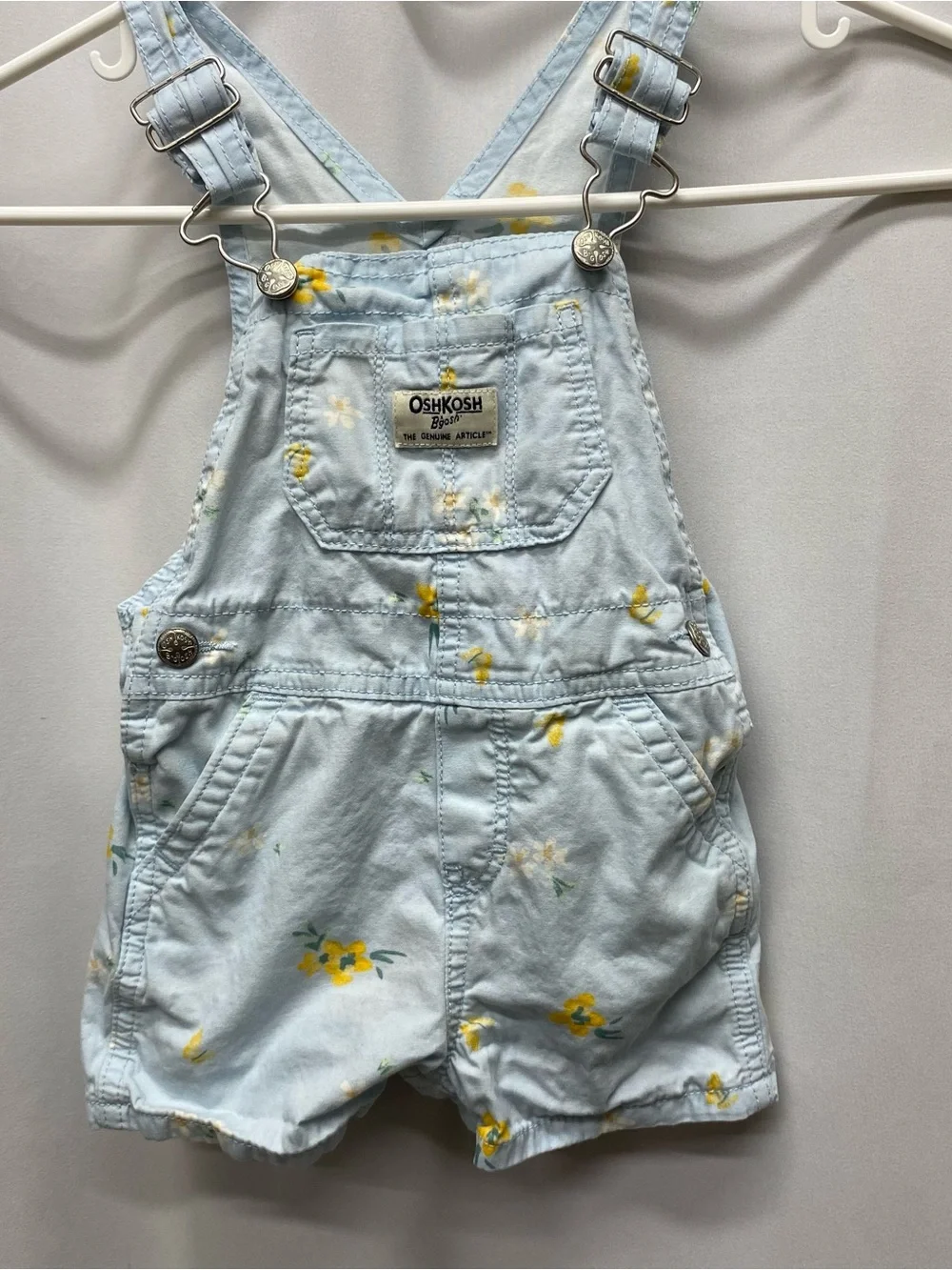 Oshkosh floral overalls girls size 18 months daisy blue shorts vestbak summer